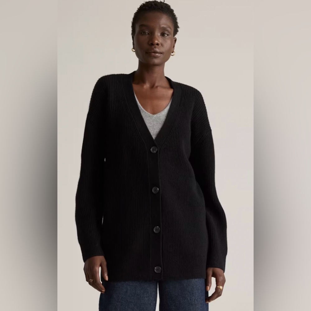 Quince longline black cardigan
